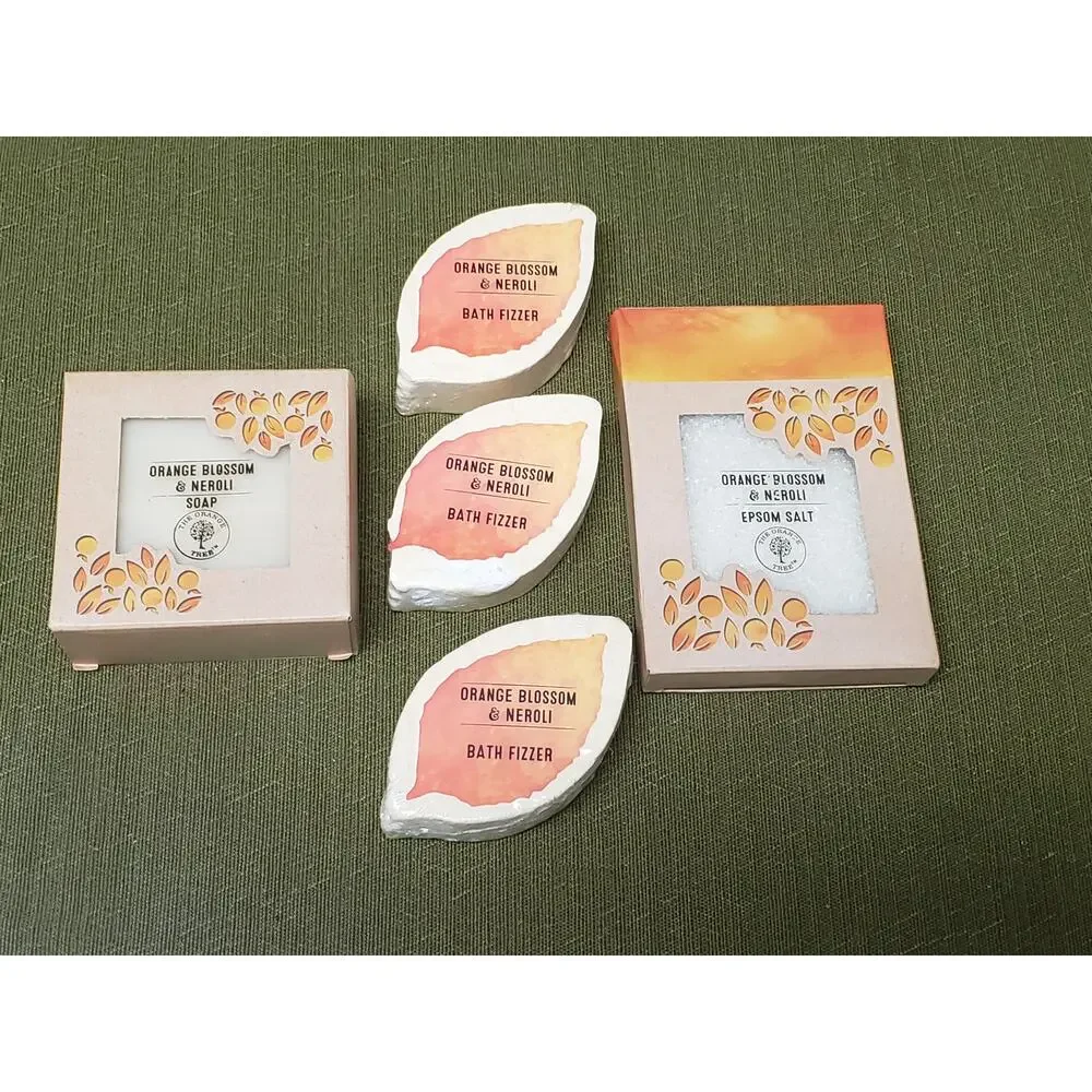The Orange Tree Orange Blossom & Neroli Bath Set | Soap Bath Fizzer Epson Salt